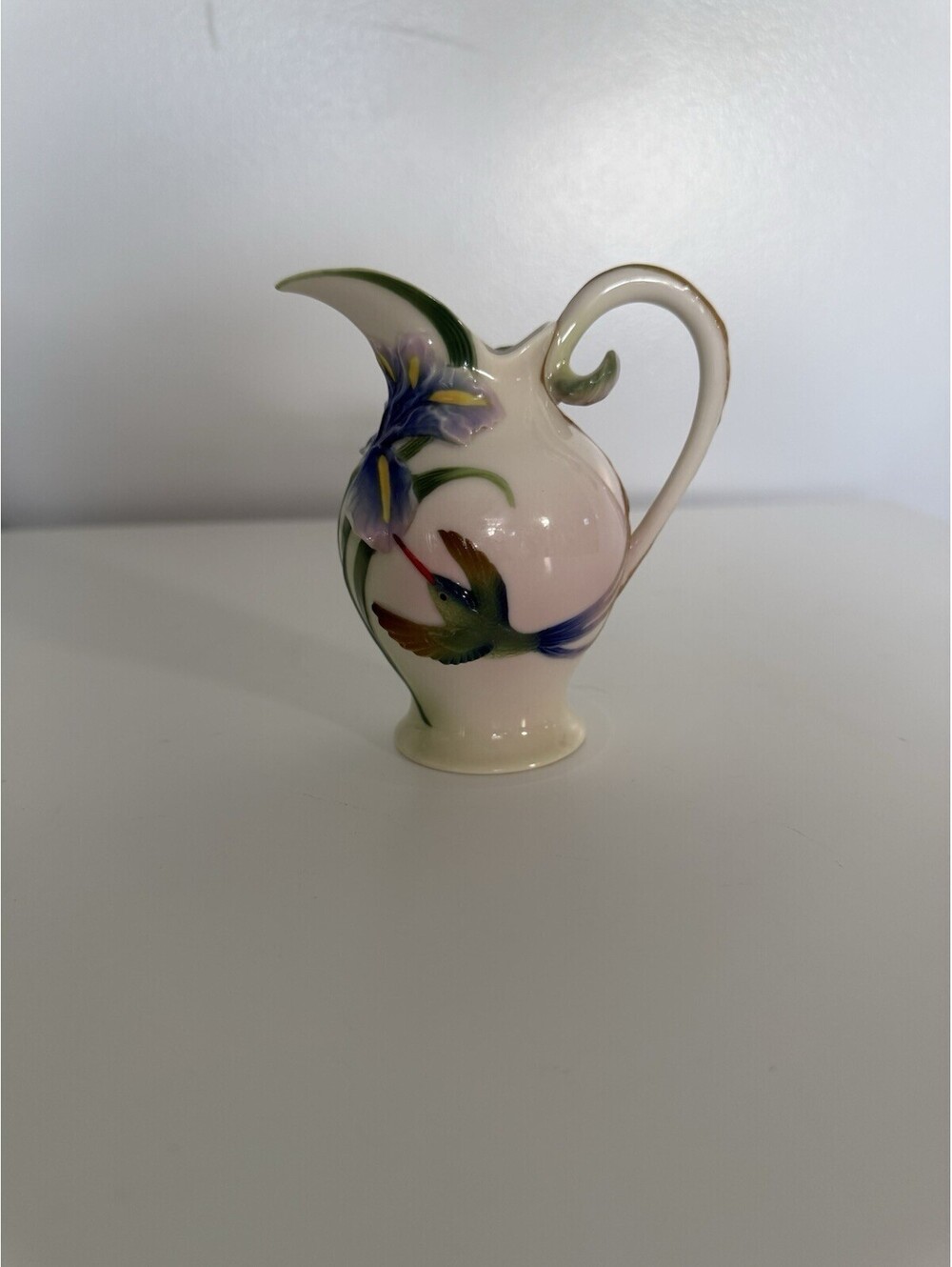 VTG Franz Porcelain Long Tail Hummingbird Handled Creamer Pitcher #FZ00133 RARE